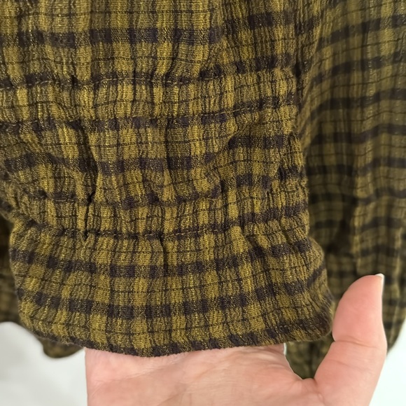 Madewell Tie-Back Cutout Top in Plaid Spiced Olive size XXS - Picture 6 of 9
